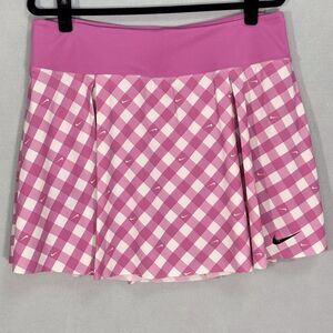 Nike Dri-Fit Skort Pink White Gingham Plaid Tennis Golf Pickleball Women's XL